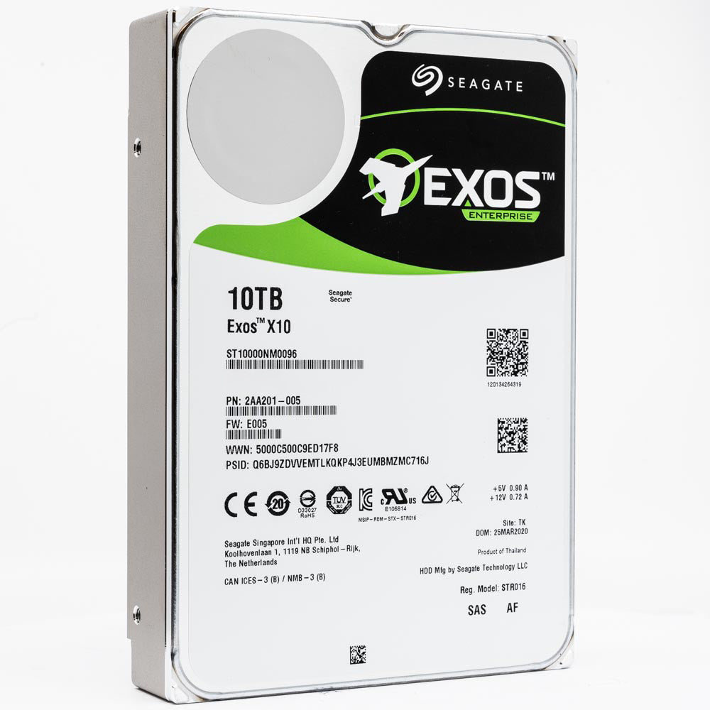 Seagate Exos X10 ST10000NM0096 10TB 7.2K RPM SAS 12Gb/s 512e 256MB 3.5" Hard Drive - Product Image
