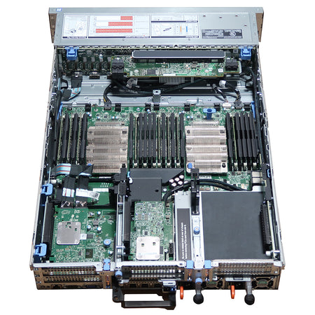 Used R740xd - open chassis rear view with airflow pieces removed