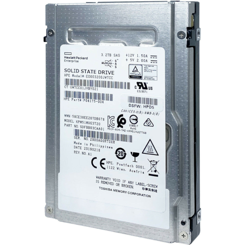 HP PM5 P04175-004 SDFBB03CA01 3.2TB SAS 12Gb/s 2.5in Solid State Drive