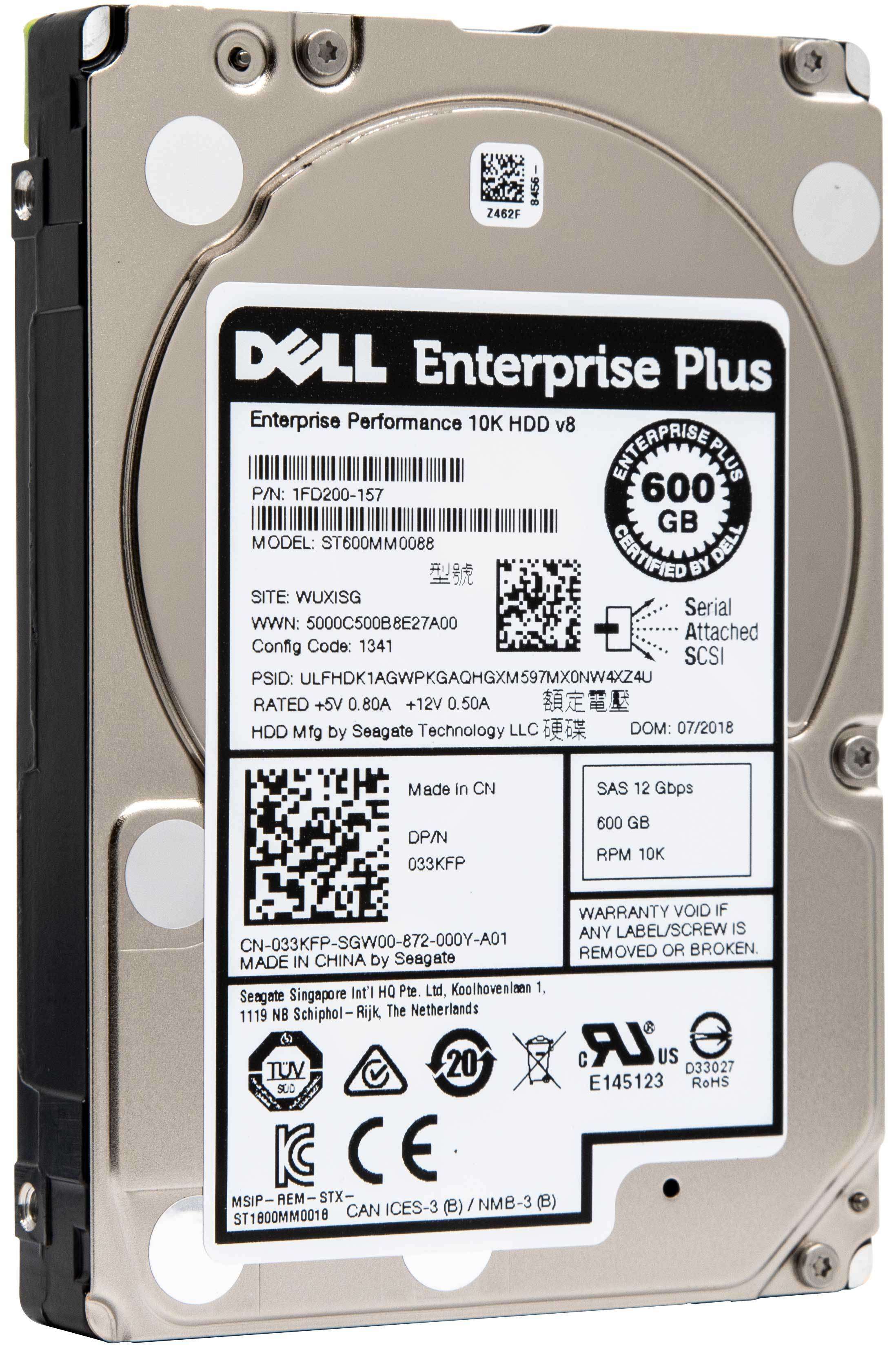 Dell 33KFP 600GB 10K RPM SAS 12Gb/s 2.5" Manufacturer Recertified HDD