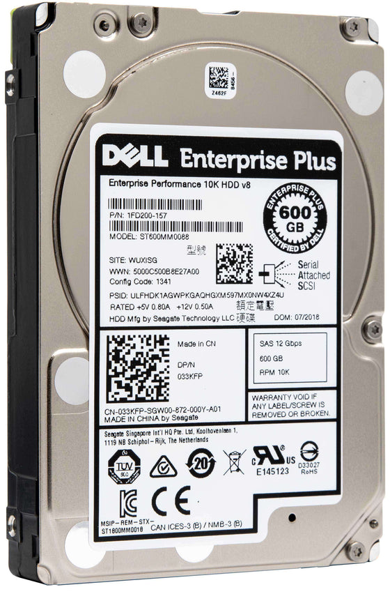 Dell 33KFP 600GB 10K RPM SAS 12Gb/s 2.5" HDD