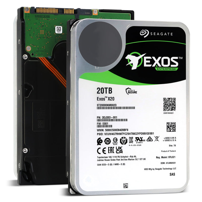Seagate Exos X20 ST20000NM002D 20TB 7.2K RPM SAS 12Gb/s 3.5in Hard Drive - Main View