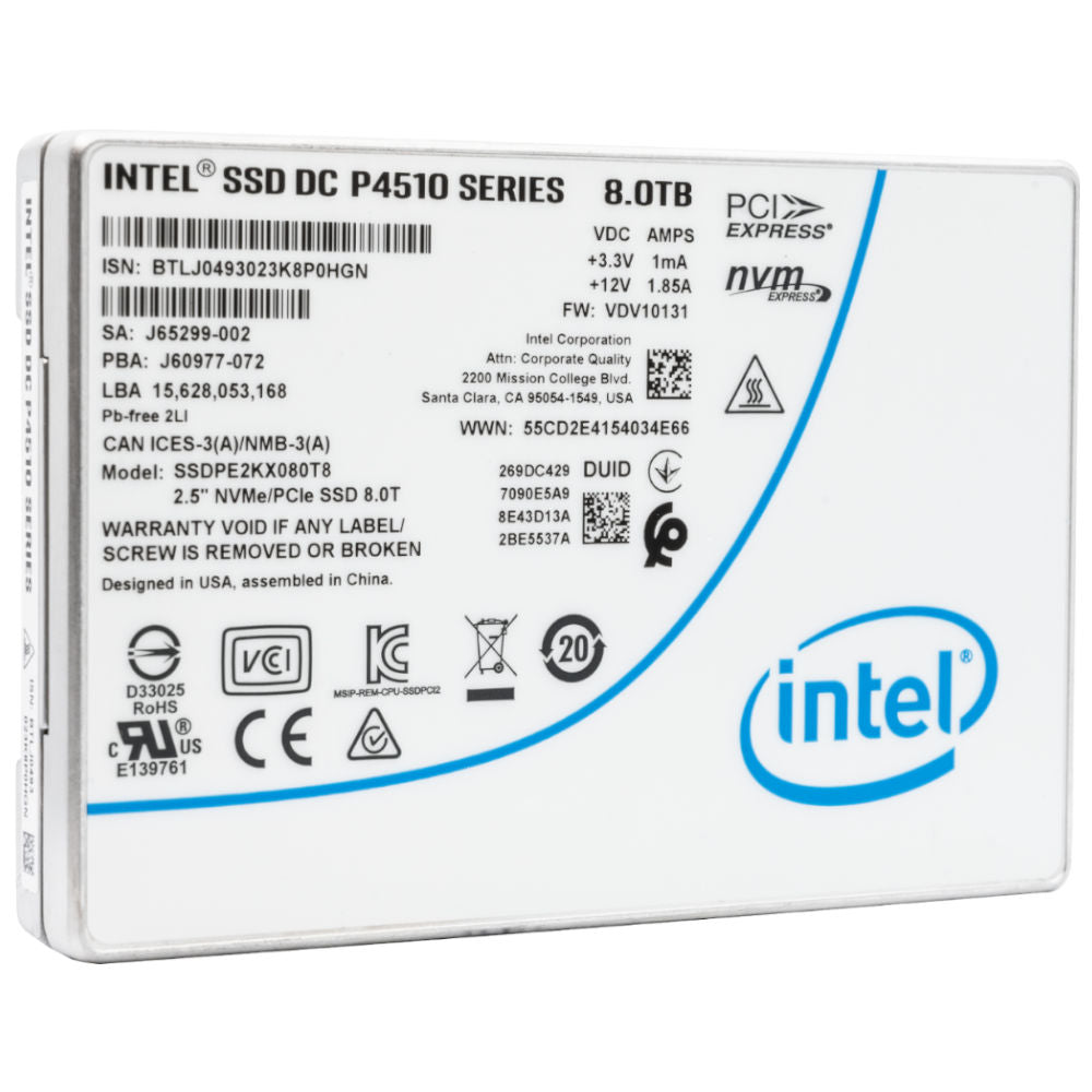 Intel DC P4510 SSDPE2KX080T8 8TB PCIe NVMe Enterprise SSD