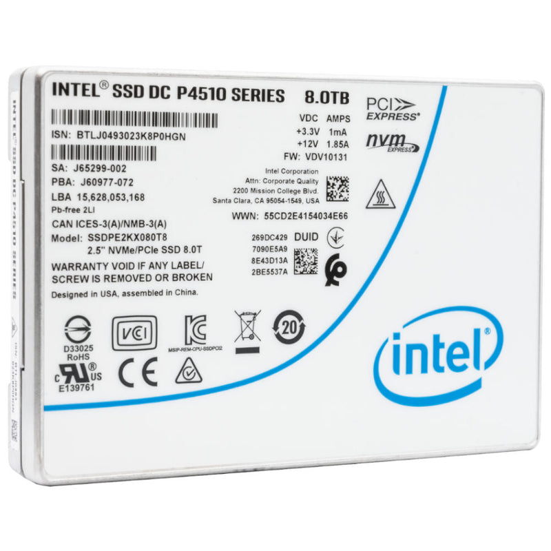 Intel DC P4510 SSDPE2KX080T8 8TB PCIe NVMe U.2 2.5