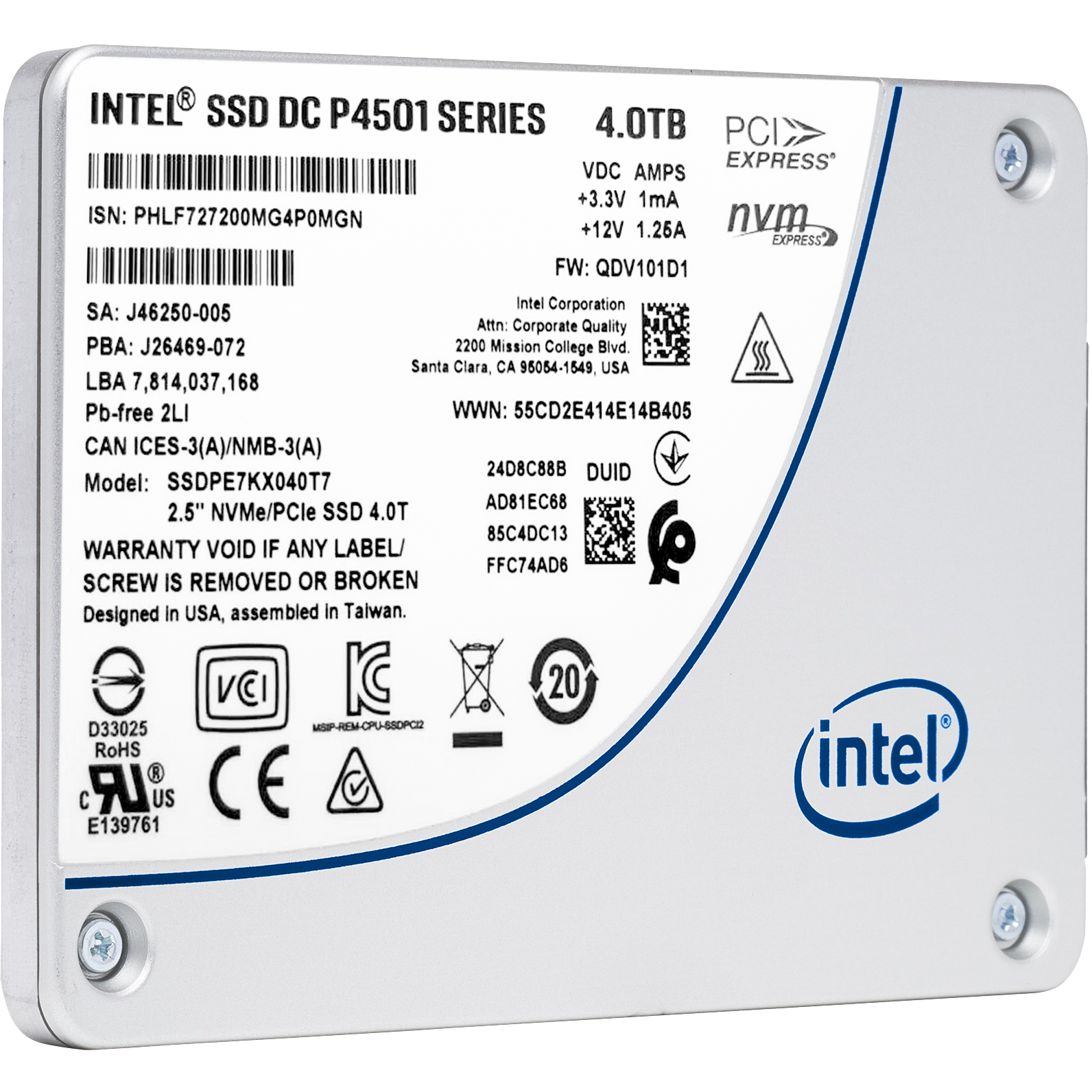 Intel SSD DC P4501 SSDPE7KX040T7 4TB PCIe