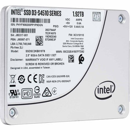 Intel D3-S4510 SSDSC2KB019T801 1.92TB SATA 6Gb/s 2.5" AES 256-bit Solid State Drive
