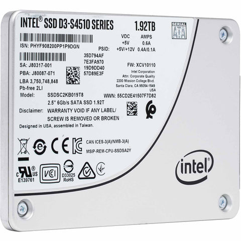 Intel D3-S4510 SSDSC2KB019T8 1.92TB SATA 6Gb/s 2.5" AES 256-bit Solid State Drive