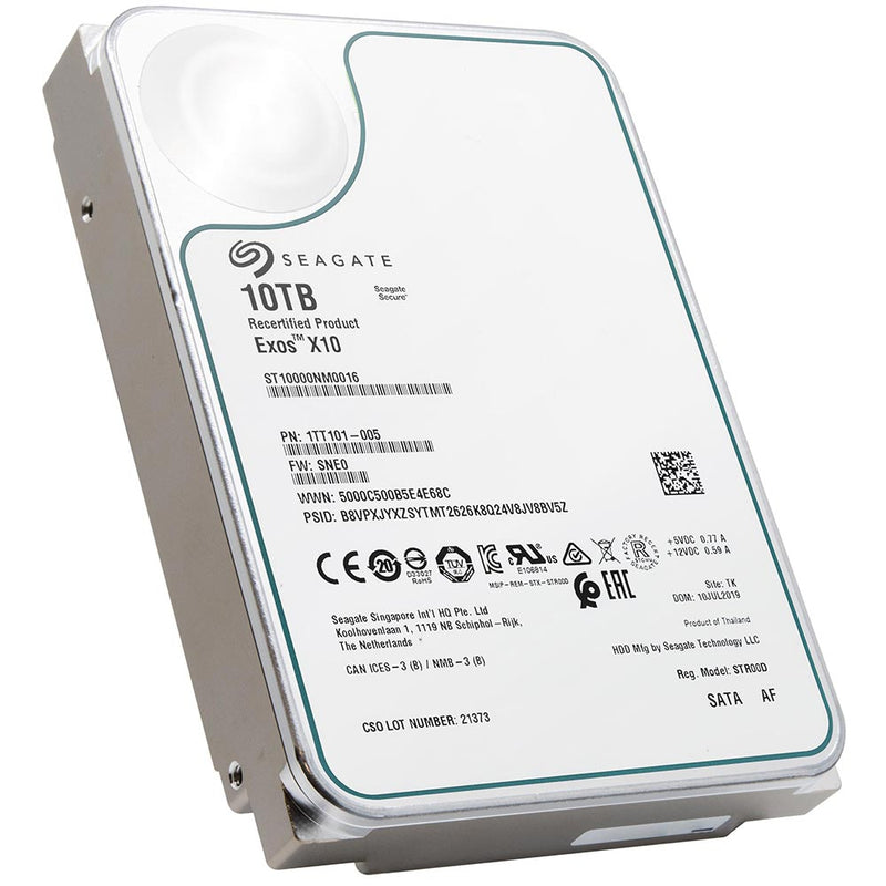 Seagate Exos X10 ST10000NM0016 10TB 7.2K RPM SATA 6Gb/s 512e 256MB 3.5" Manufacturer Recertified HDD - Product Image