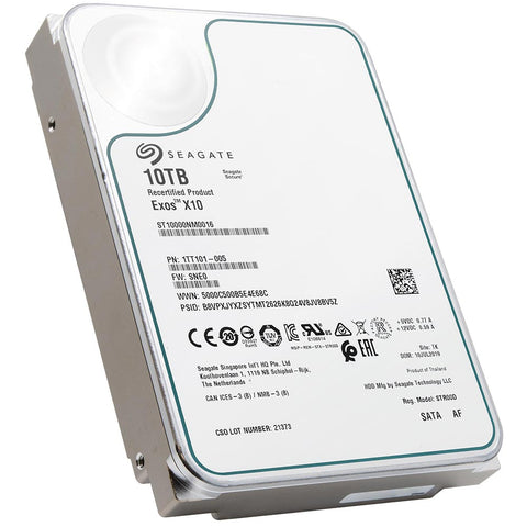 Seagate Exos X10 ST10000NM0016 10TB 7.2K RPM SATA 6Gb/s 512e 256MB Cache 3.5" Hyperscale Manufacturer Recertified HDD