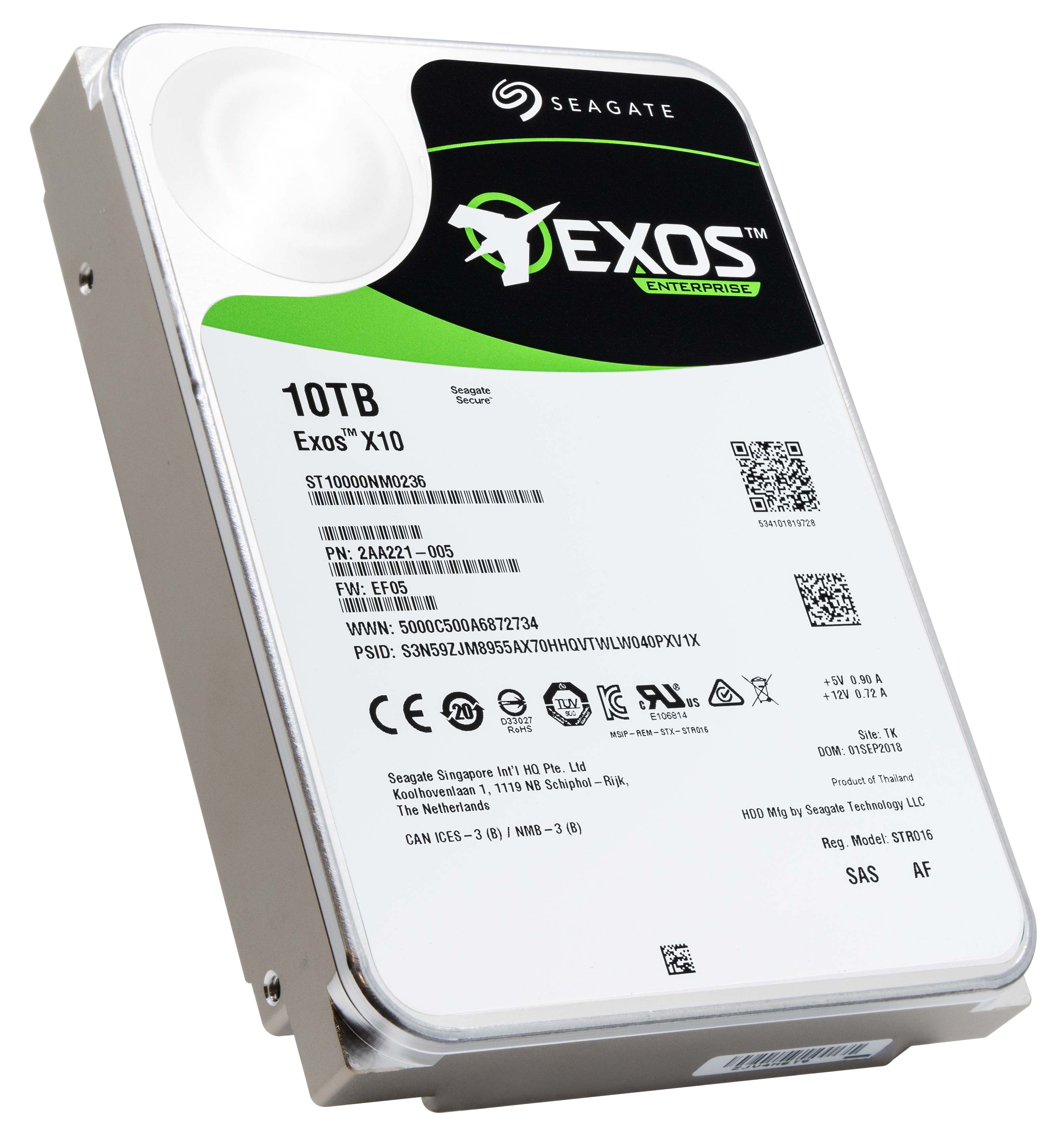 Seagate Exos X10 ST10000NM0236 10TB 7.2K RPM SAS 12Gb/s 512e 256MB 3.5" SED-FIPS Hard Drive - Product Image