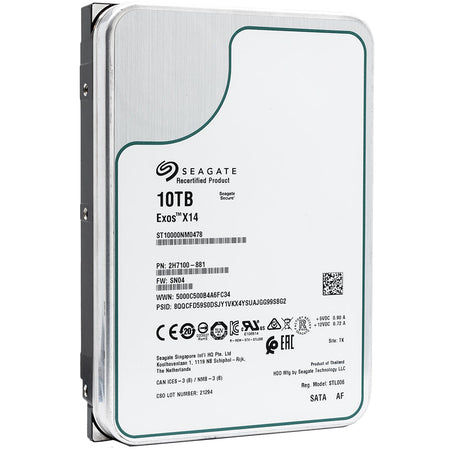 Seagate Exos X14 ST10000NM0478 10TB 7.2K RPM SATA 6Gb/s 512e 3.5in Recertified Hard Drive - Product Image