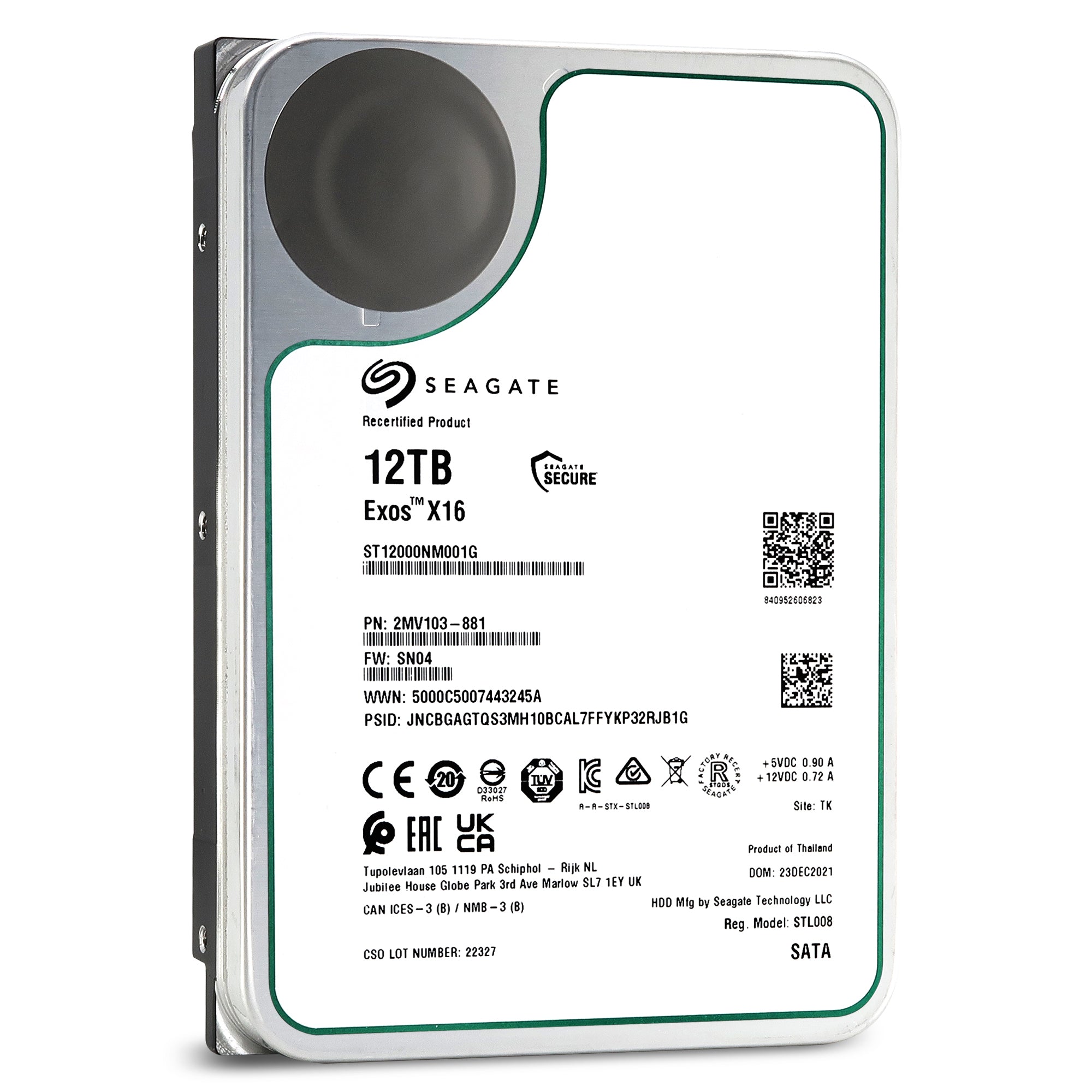 Seagate Exos X16 ST12000NM001G 12TB 3.5 LFF 6Gbps 7.2K Enterprise SATA Seagate Exos X16 ST12000NM001G 12TB 3.5 LFF 6Gbps 7.2K Enterprise SATA
