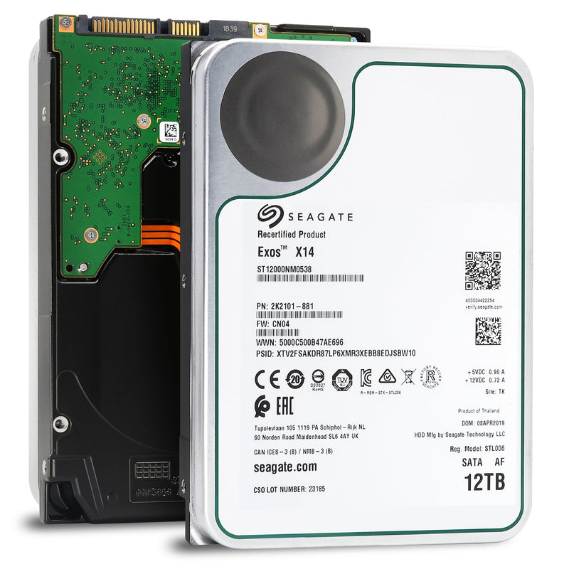 Seagate Exos X14 12TB SATA 6Gb/s 512e 7200RPM 3.5" Manufacturer Recertified HDD -  ST12000NM0538