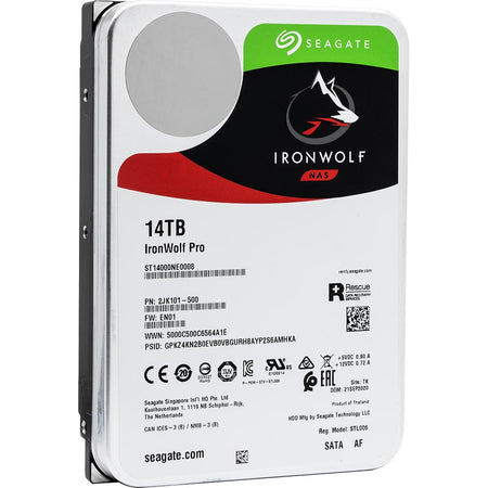 Seagate IronWolf Pro ST14000NE0008 14TB 7.2K RPM SATA 6Gb/s 512e 3.5in Refurbished HDD - Product Image