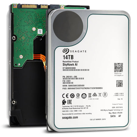 Seagate SkyHawk Surveillance ST14000VE0008 14TB 7.2K RPM SATA 6Gb/s 512e 3.5in Recertified Hard Drive