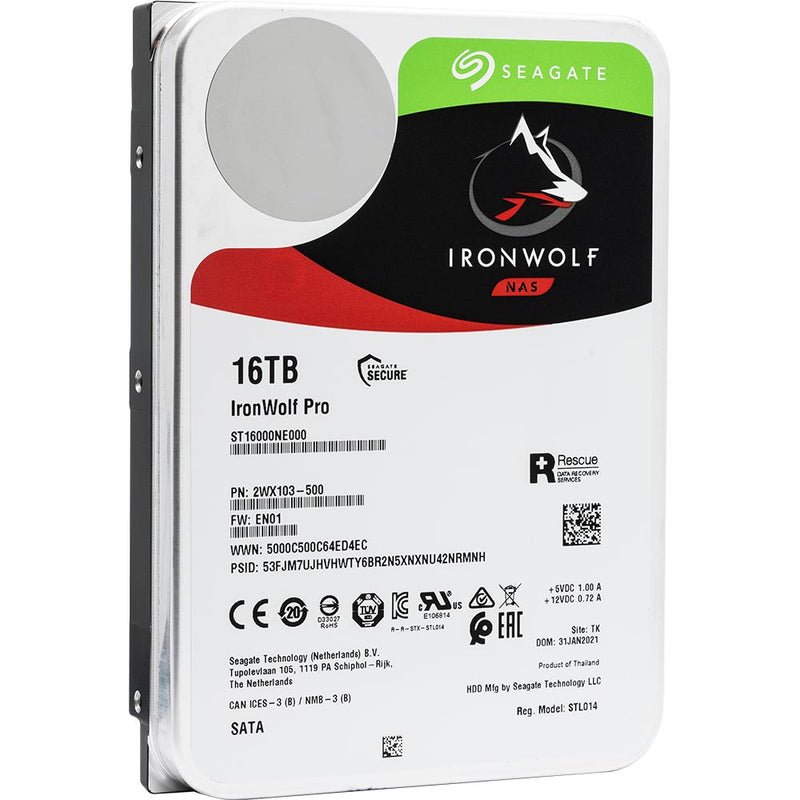 Seagate IronWolf Pro ST16000NE000 16TB 7.2K RPM SATA 6Gb/s 512e 3.5in Hard Drive - Product Image