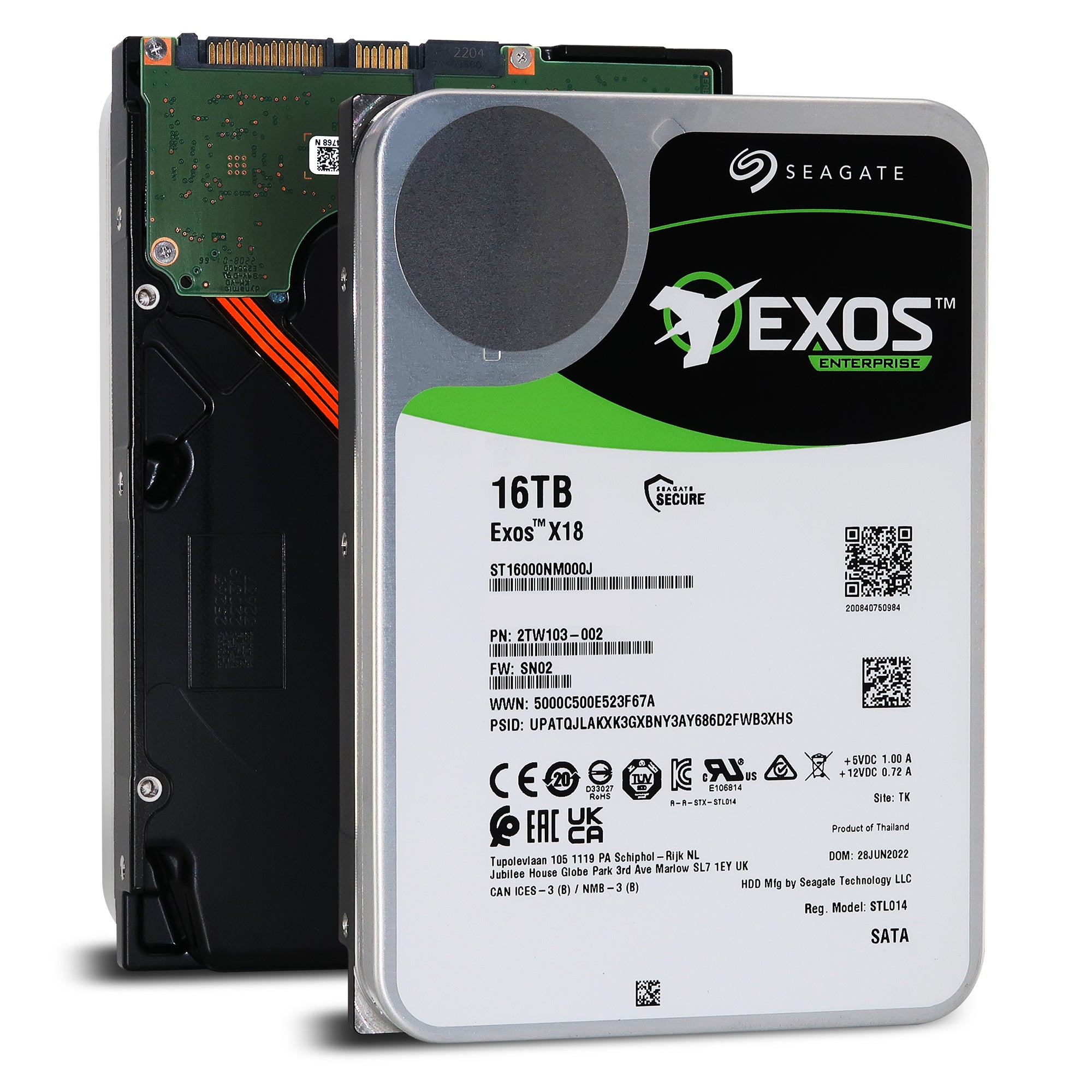Seagate Exos X18 ST16000NM000J 16TB 7.2K RPM SATA 6Gb/s 3.5in Hard Drive