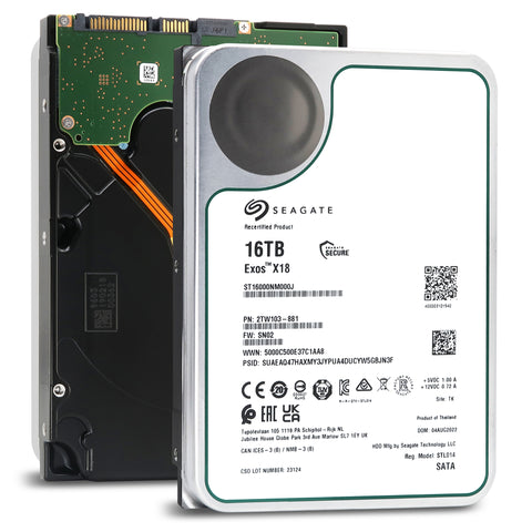 Seagate Exos X18 ST16000NM000J 16TB 7.2K RPM SATA 6Gb/s 3.5in Refurbished HDD