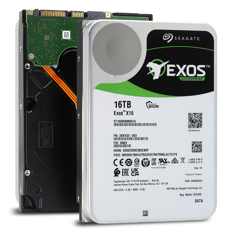 Seagate 16TB Exos X16 ST16000NM001G 7200 RPM SATA 6Gb/s 512e/4Kn 256MB 3.5" Enterprise Hard Drive