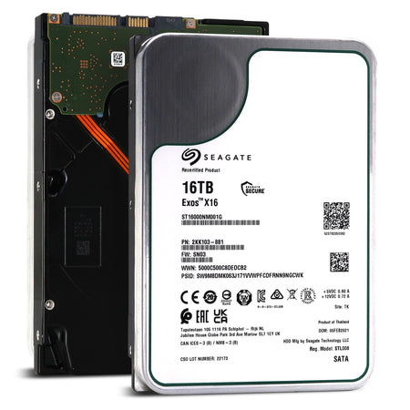Seagate 16TB Exos X16 ST16000NM001G 7200 RPM SATA 6Gb/s 512e/4Kn 256MB 3.5" Manufacturer Recertified Enterprise HDD