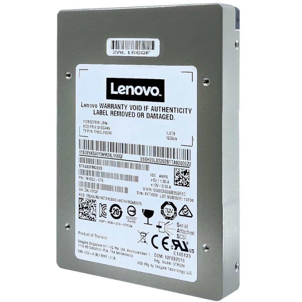 Lenovo 1200.2 ST1600FM0003 01DC449 1.6TB SAS 12Gb/s 2.5in Recertified Solid State Drive