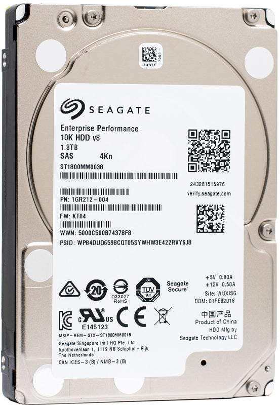 Seagate Enterprise Performance ST1800MM0038 1.8TB 10K RPM SAS 12Gb/s 4Kn 64MB 2.5" SED Hard Drive