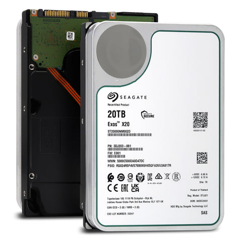 Seagate Exos X20 ST20000NM002D 20TB 7.2K RPM SAS 12Gb/s 3.5in Recertified Hard Drive Main