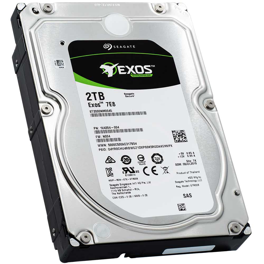 Seagate Exos 7E8 ST2000NM0045 2TB 7.2K RPM SAS 12Gb/s 512n 128MB 3.5" Manufacturer Recertified HDD - Product Photo