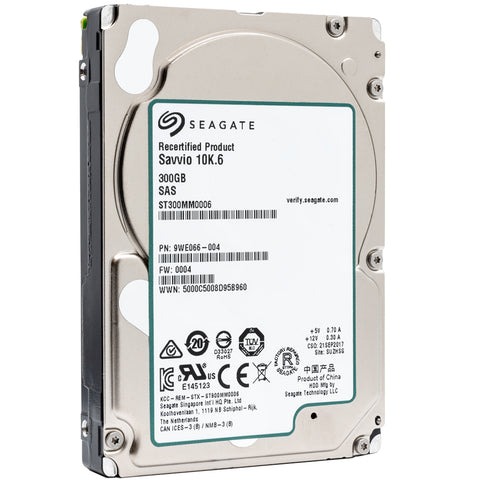 Seagate Savvio 10K.6 ST300MM0006 300GB 10K RPM SAS 6Gb/s 512n 2.5in Recertified Hard Drive