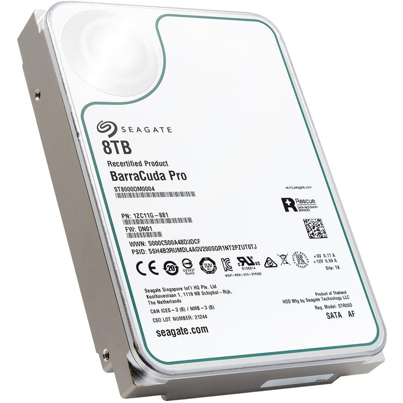 Seagate BarraCuda Pro ST8000DM0004 8TB 7.2K RPM SATA 6Gb/s 512e 3.5in Recertified Hard Drive - Product Image