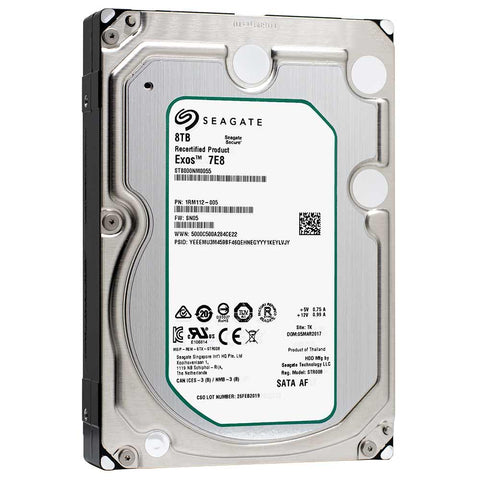 Seagate Exos 7E8 ST8000NM0055 8TB 7.2K RPM SATA 6Gb/s 256MB 3.5" Manufacturer Recertified HDD