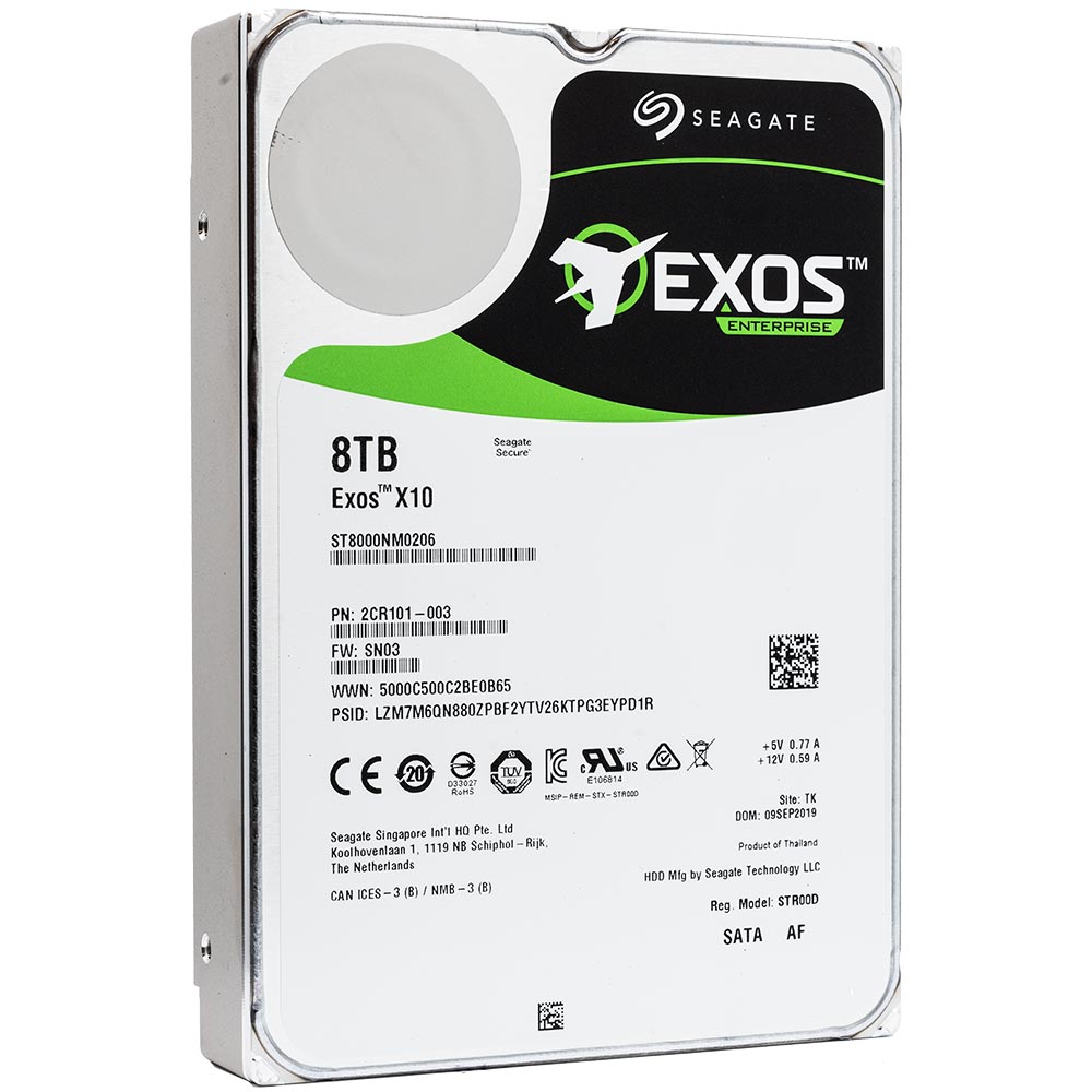 Seagate Exos X10 ST8000NM0206 8TB 7.2K RPM SATA 6Gb/s 512e 256MB 3.5" Hard Drive - Product Image