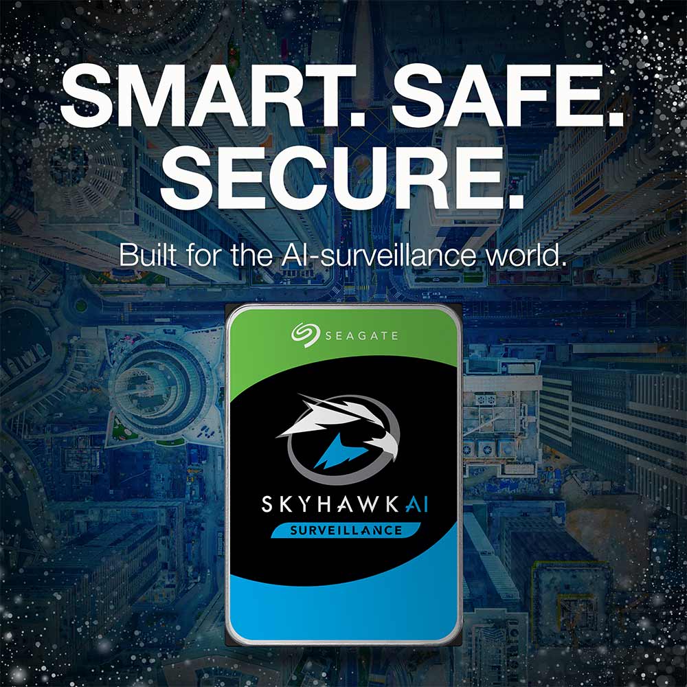 Seagate Skyhawk AI Surveillance ST8000VE0004 8TB 7.2K RPM SATA 6Gb/s 512e 3.5in Recertified Hard Drive - Smart. Safe. Secure.