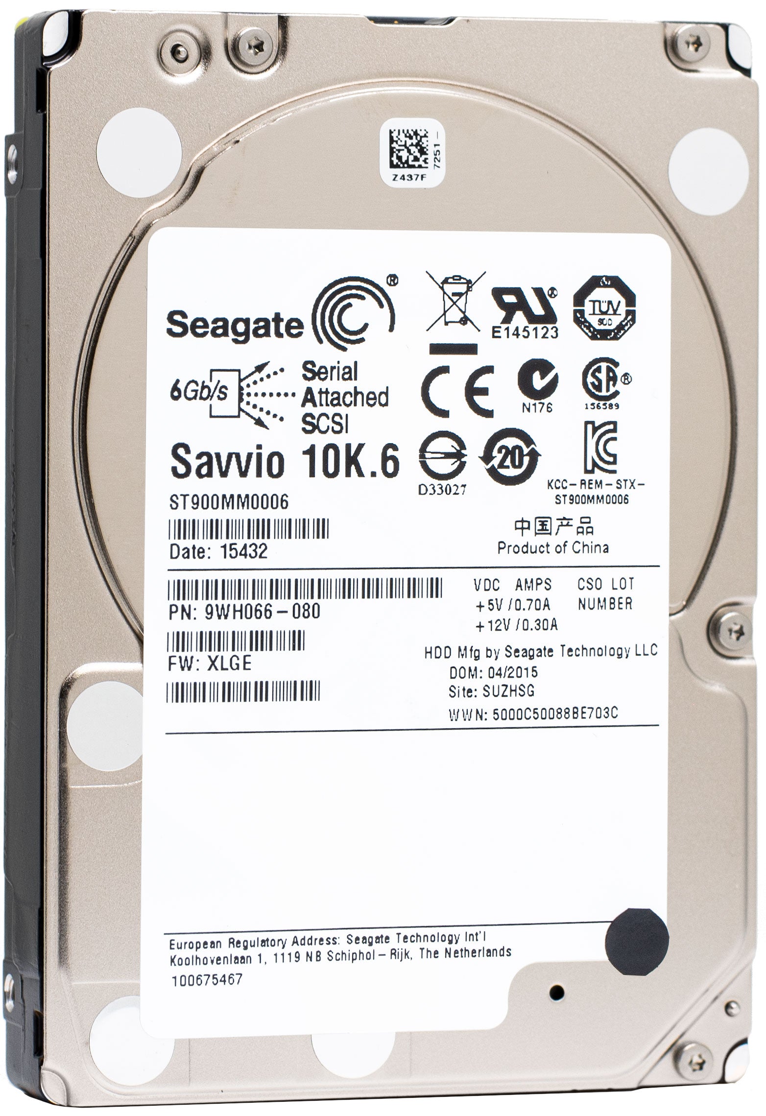 Seagate Savvio 10K.6 ST900MM0006 900GB 10K RPM SAS 6Gb/s 64MB 2.5" HDD