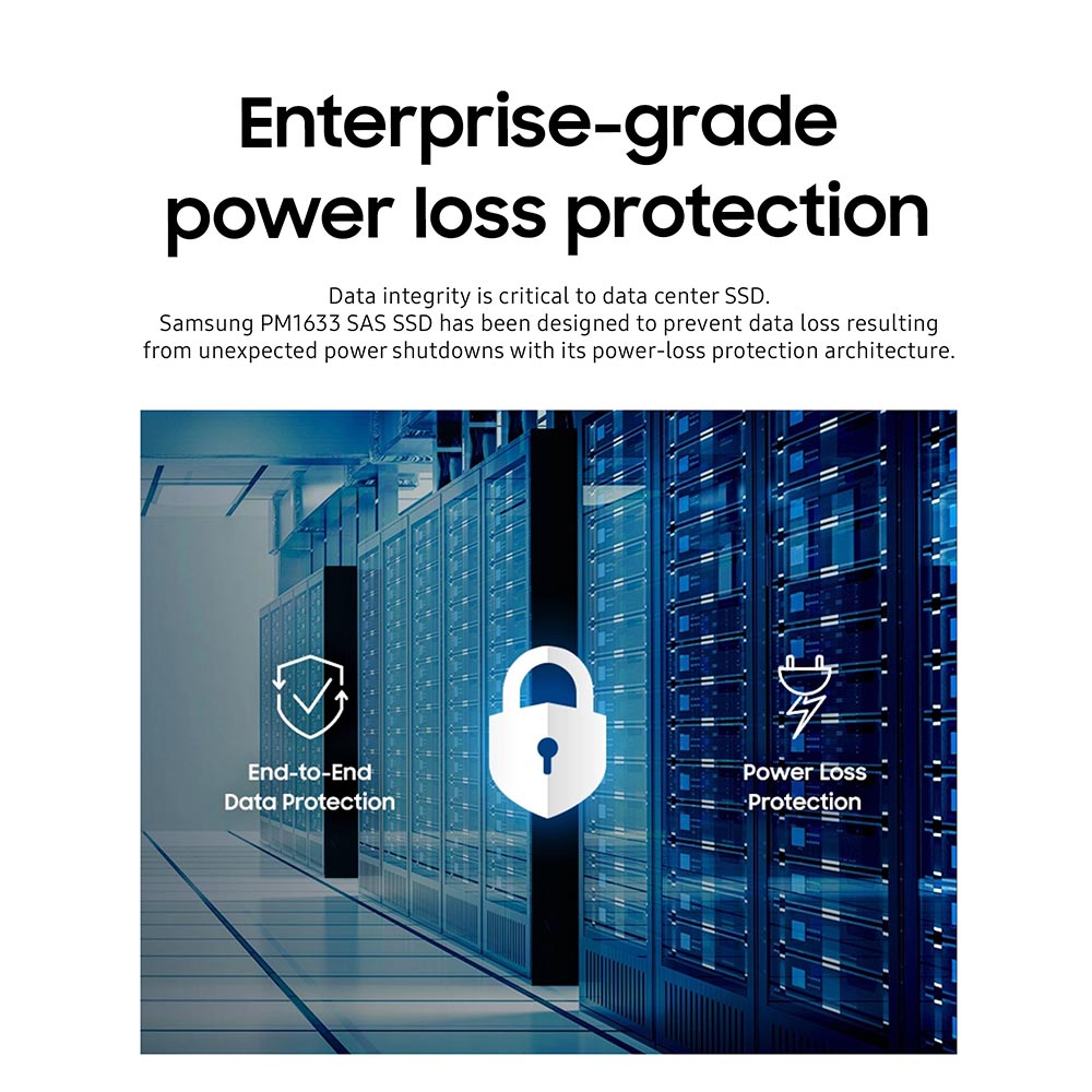 Samsung PM1633 MZILS1T9HCHP MZ-ILS1T90 1.92TB SAS 12Gb/s 2.5" AES 256-bit Solid State Drive - Enterprise-Grade Power Loss Protection