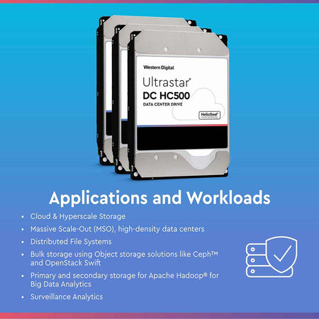 Western Digital Ultrastar DC HC530 WUH721414ALE6L4 0F31284 14TB 7.2K RPM SATA 6Gb/s 512e 512MB 3.5" SE Manufacturer Recertified HDD - Applications and Workloads