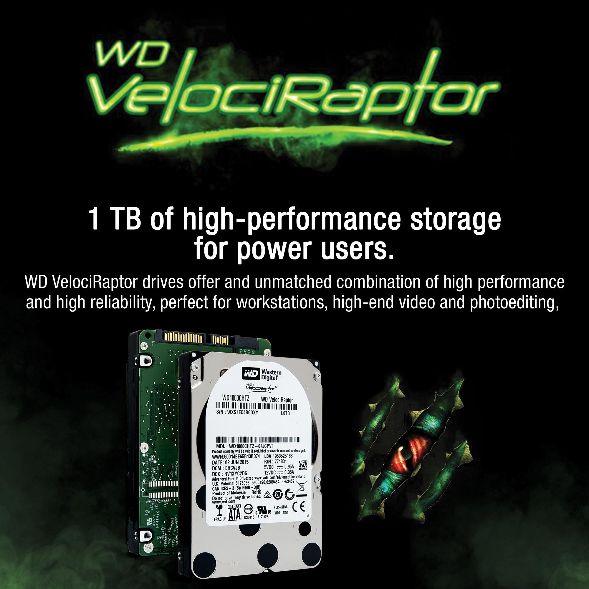 Western Digital VelociRaptor WD1000CHTZ 1TB 10K RPM SATA 6Gb/s 64MB 2.5" Hard Drive