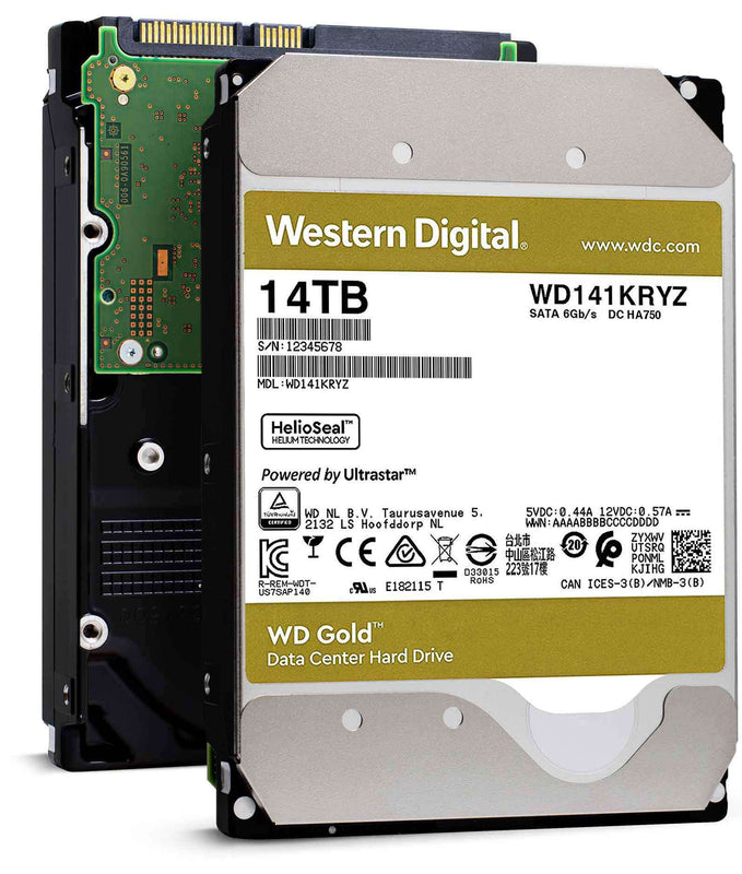 Western Digital Gold WD141KRYZ 14TB 7.2K RPM SATA 6Gb/s 512e 512MB 3.5" Manufacturer Recertified HDD