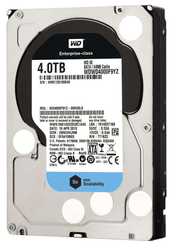 Western Digital Se WD4000F9YZ 4TB 7.2K RPM SATA 64MB 3.5" Manufacturer Recertified HDD