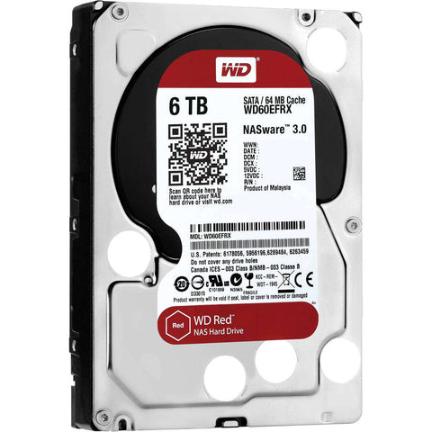 Western Digital Red WD60EFRX 6TB 5.4K RPM SATA 64MB 3.5" Manufacturer Recertified HDD