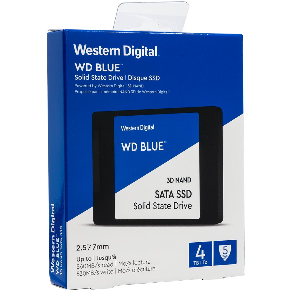 Western Digital Blue WDS400T2B0A 4TB SATA 6Gb/s 3D TLC 2.5in Solid State Drive - Box Image