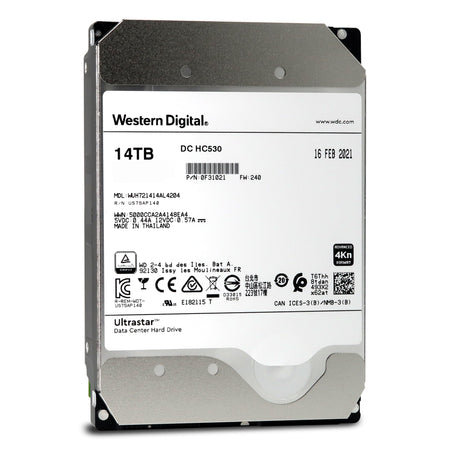 Western Digital Ultrastar DC HC530 WUH721414AL4204 0F31021 14TB 7.2K RPM Single Port SAS 12Gb/s 4Kn 3.5in Hard Drive Front View