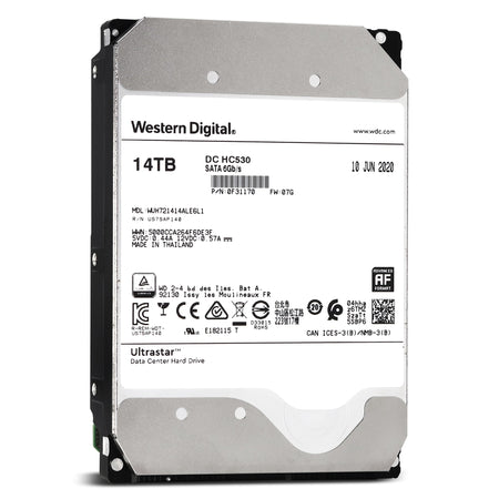 Western Digital Ultrastar DC HC530 WUH721414ALE6L1 0F31170 14TB 7.2K RPM SATA 6Gb/s 512e SED 3.5in Recertified Hard Drive - Front View