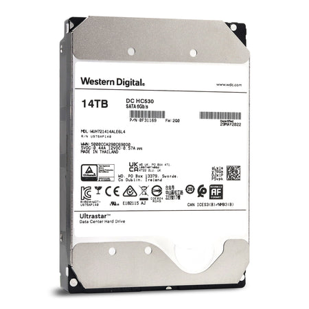 Western Digital Ultrastar DC HC530 WUH721414ALE6L4 0F31169 14TB 7.2K RPM SATA 6Gb/s 512e 3.5in Recertified Hard Drive - Front View