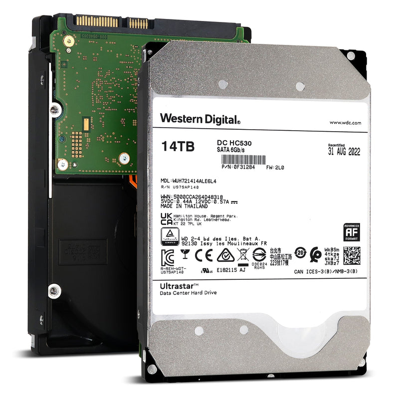 Western Digital Ultrastar DC HC530 WUH721414ALE6L4 0F31284 14TB 7.2K RPM SATA 6Gb/s 512e 512MB 3.5" SE Manufacturer Recertified HDD