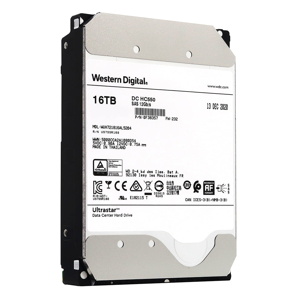 Western Digital Ultrastar DC HC550 WUH721816AL5204 0F38357 16TB 7.2K RPM SAS 12Gb/s 512e 3.5in Hard Drive
