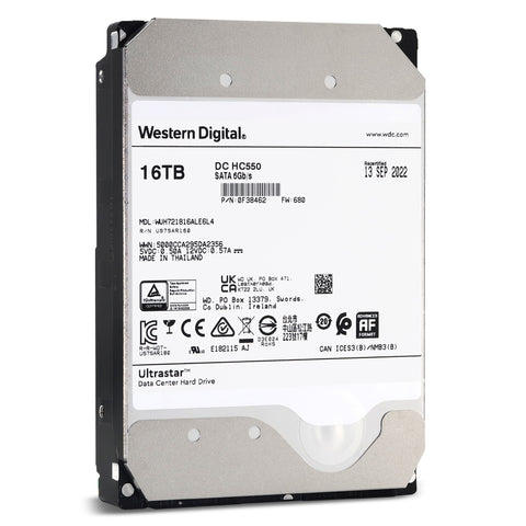 Western Digital Ultrastar DC HC550 WUH721816ALE6L4 0F38462 16TB 7.2K RPM SATA 6Gb/s 512e 512MB 3.5" SE Manufacturer Recertified HDD