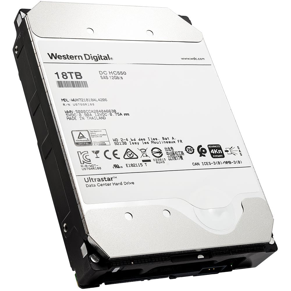 Western Digital Ultrastar DC HC550 WUH721818AL4206 0F38314 18TB 7.2K RPM SAS 12Gb/s 4Kn 3.5in Recertified Hard Drive - Product Image