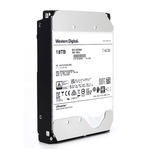 Western Digital Ultrastar DC HC550 WUH721818AL5201 0F38352 18TB 7.2K RPM SAS 12Gb/s SED 3.5in Hard Drive