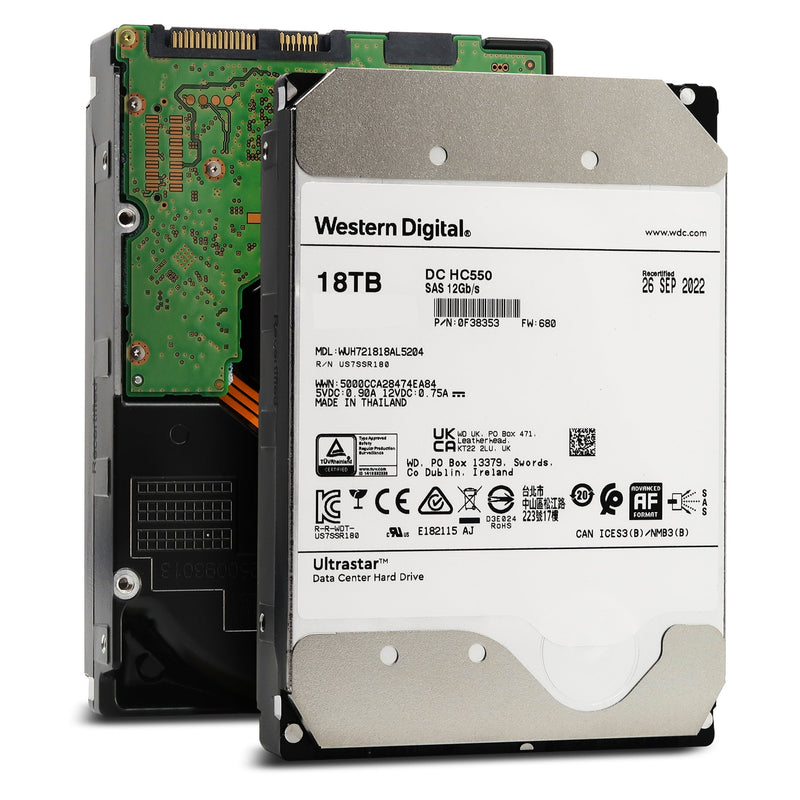 Western Digital Ultrastar DC HC550 WUH721818AL5204 0F38353 18TB 7.2K RPM SAS 12Gb/s 512e 3.5in Recertified Hard Drive Main